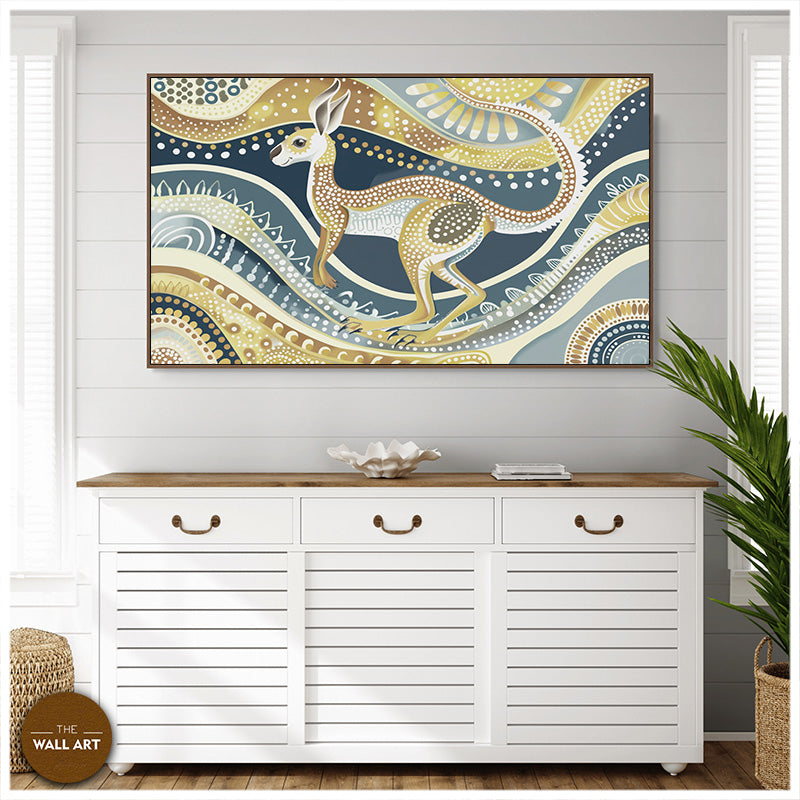 ARBORIGINAL ART OF YELLOW KANGAROO