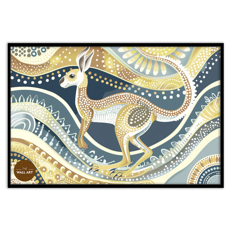 ARBORIGINAL ART OF YELLOW KANGAROO