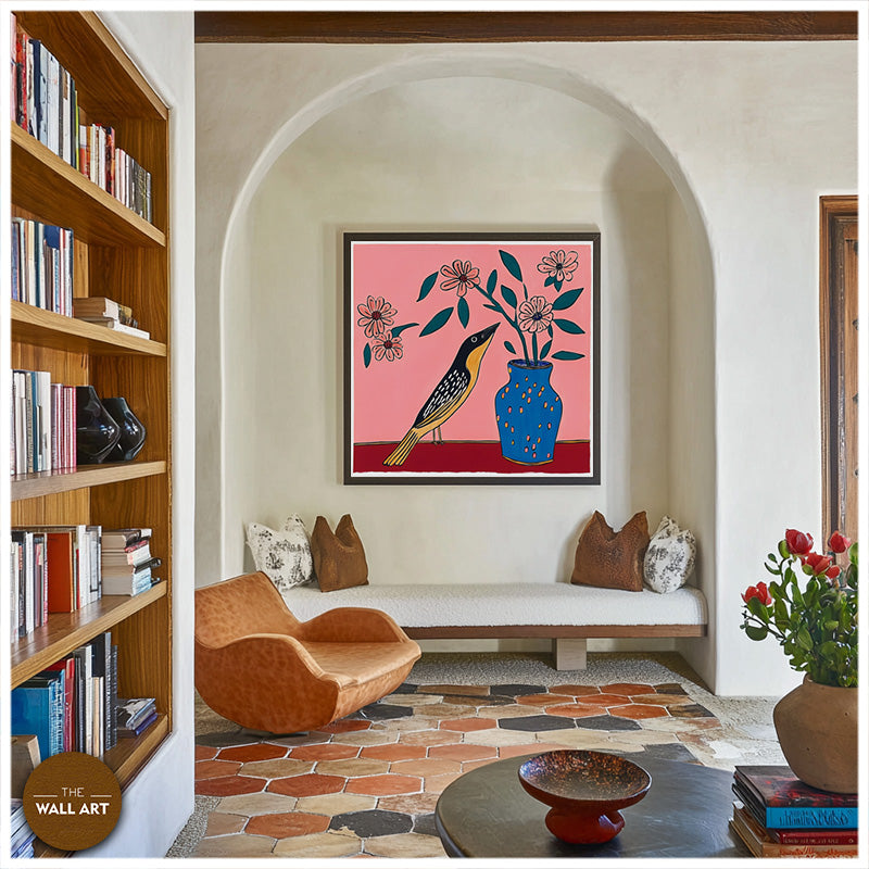 BIRD AND FLOWER VASE II