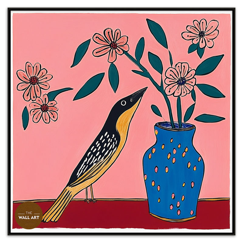 BIRD AND FLOWER VASE II