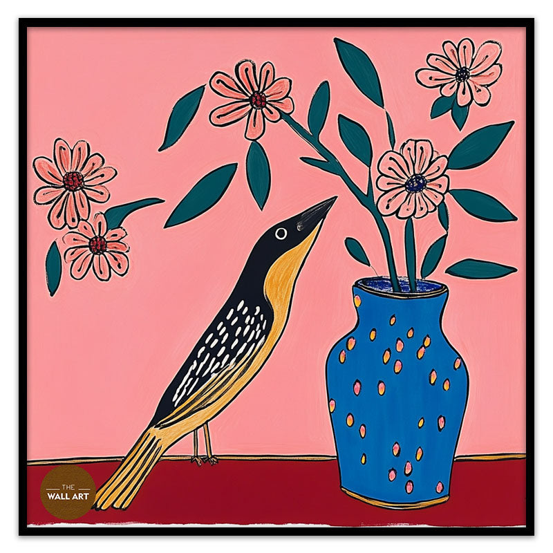 BIRD AND FLOWER VASE II
