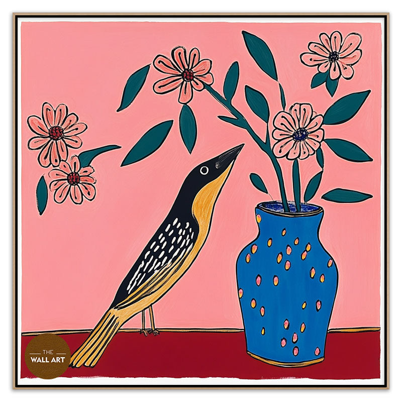 BIRD AND FLOWER VASE II