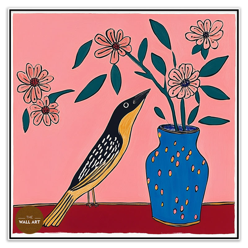 BIRD AND FLOWER VASE II