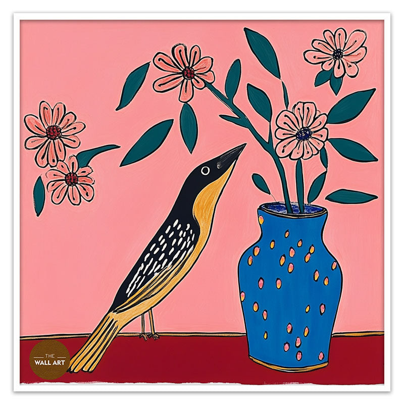BIRD AND FLOWER VASE II