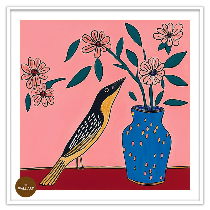 BIRD AND FLOWER VASE II