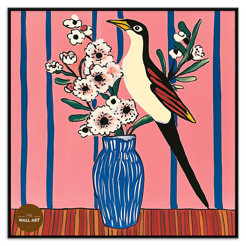BIRD AND FLOWER VASE I