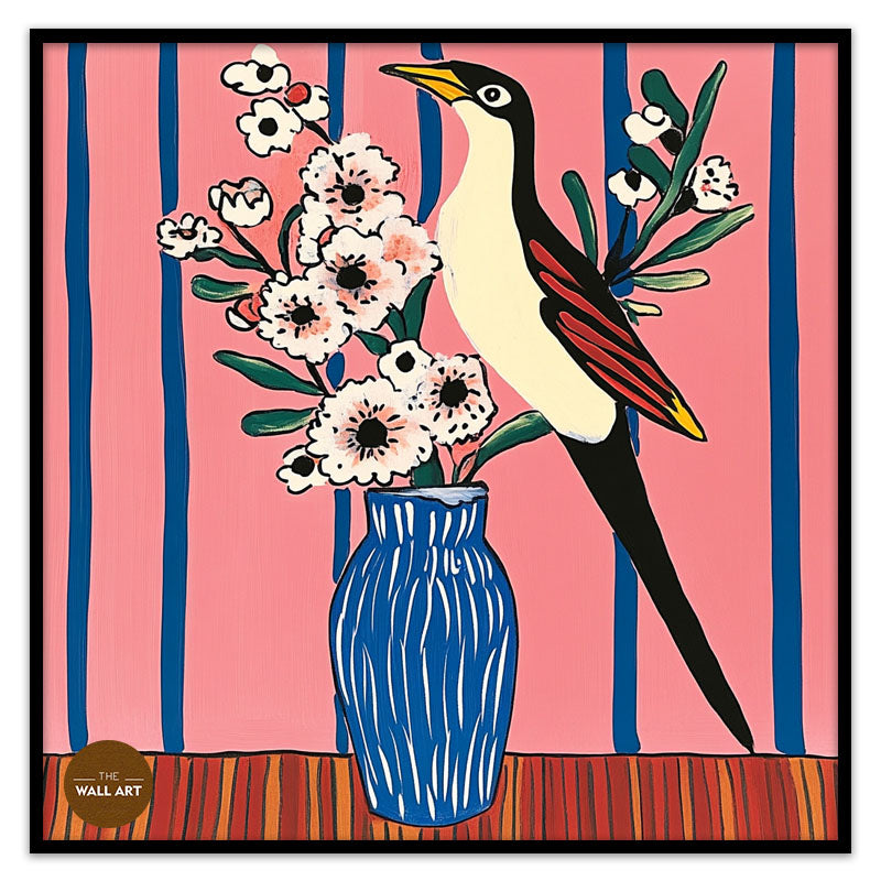 BIRD AND FLOWER VASE I