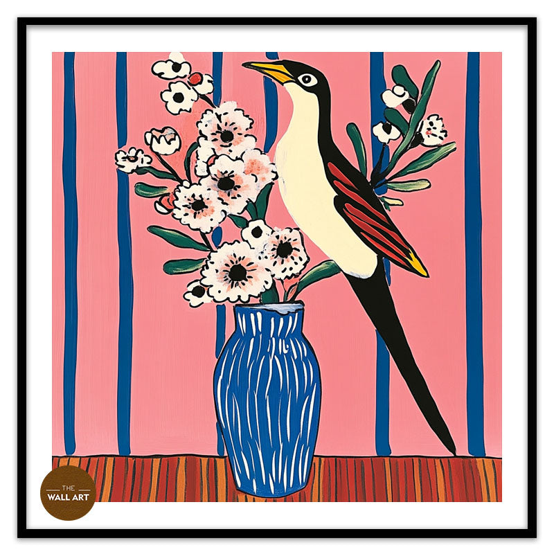 BIRD AND FLOWER VASE I