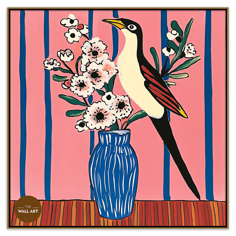 BIRD AND FLOWER VASE I