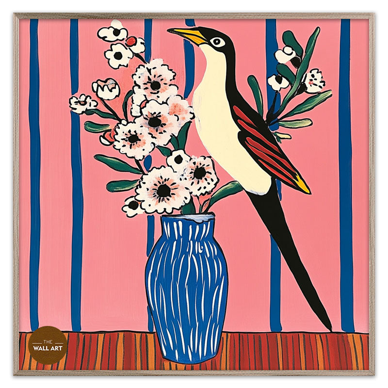 BIRD AND FLOWER VASE I