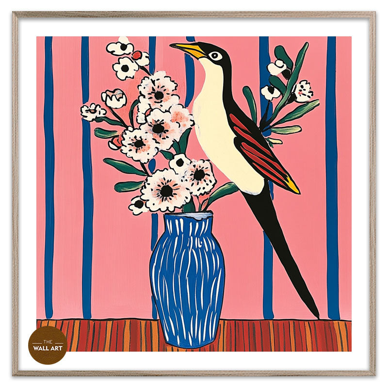 BIRD AND FLOWER VASE I