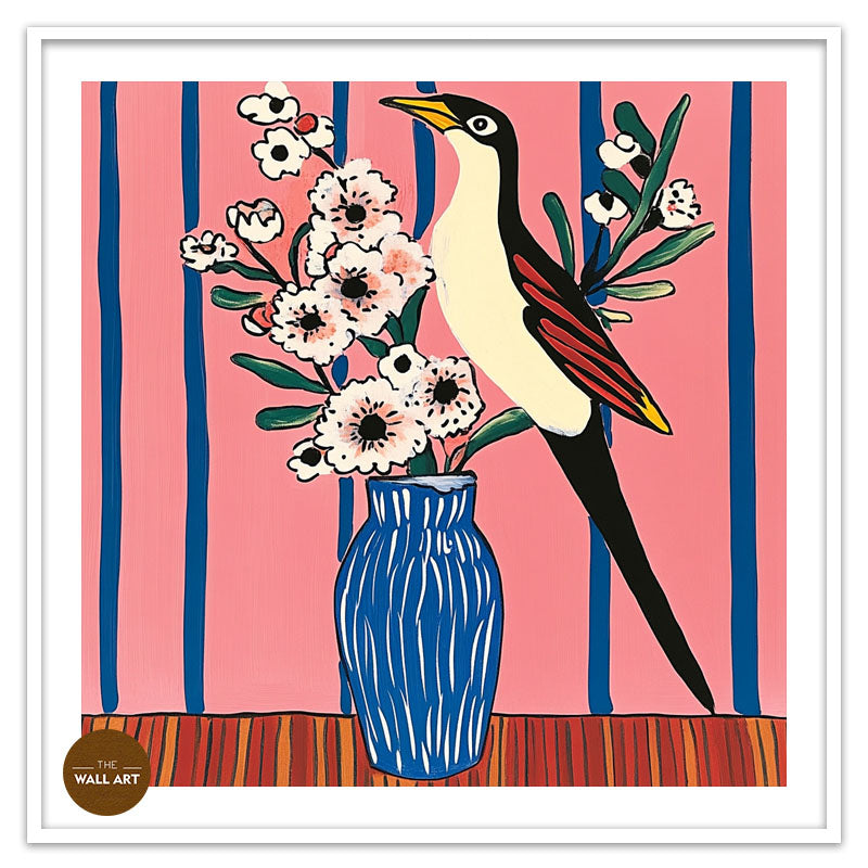 BIRD AND FLOWER VASE I