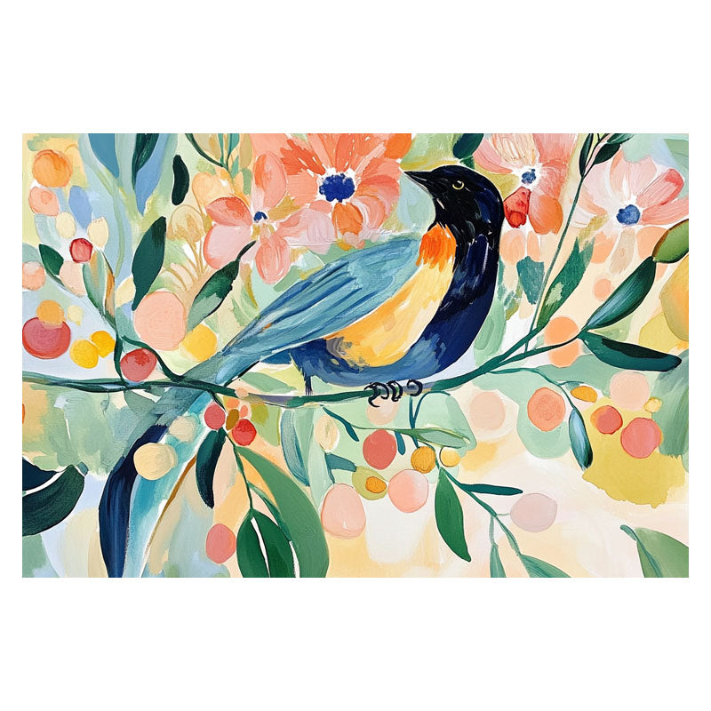 BIRD IN FLORAL FIELD