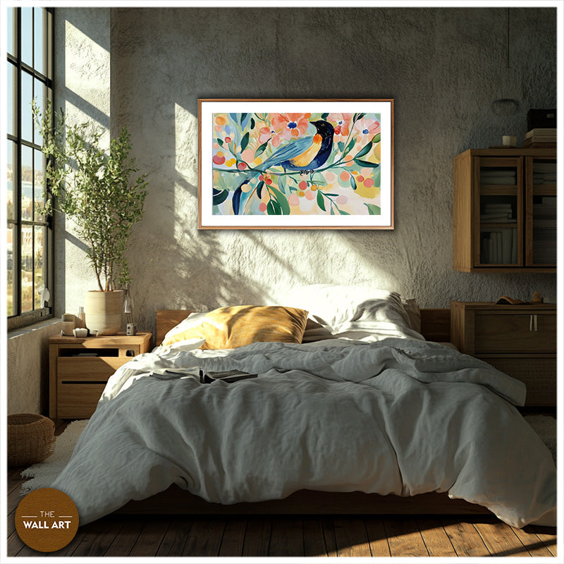 BIRD IN FLORAL FIELD