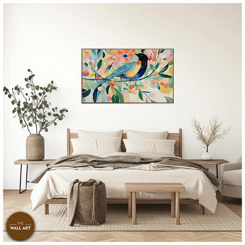 BIRD IN FLORAL FIELD