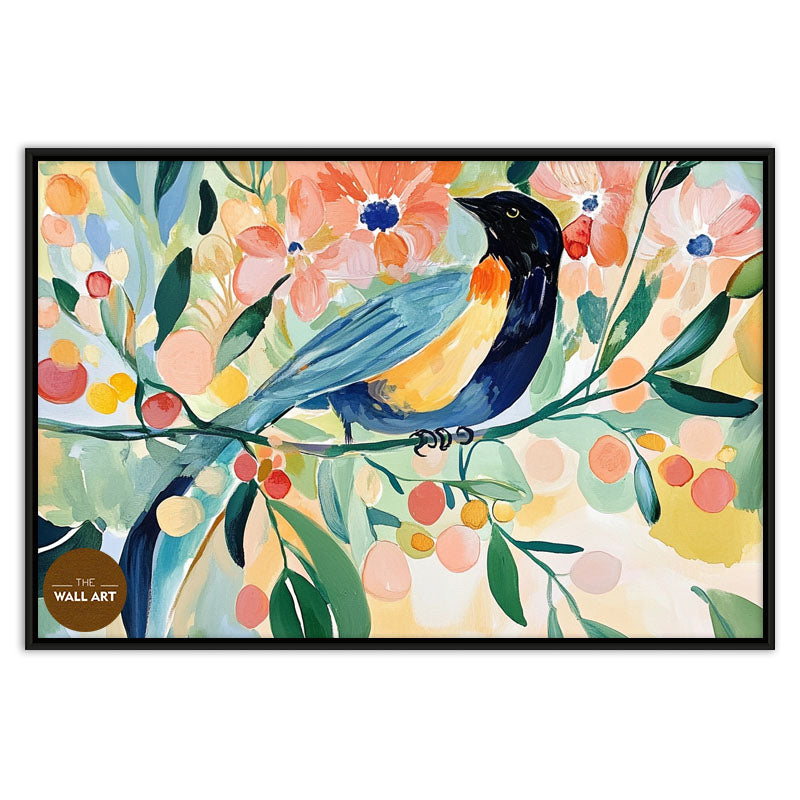 BIRD IN FLORAL FIELD