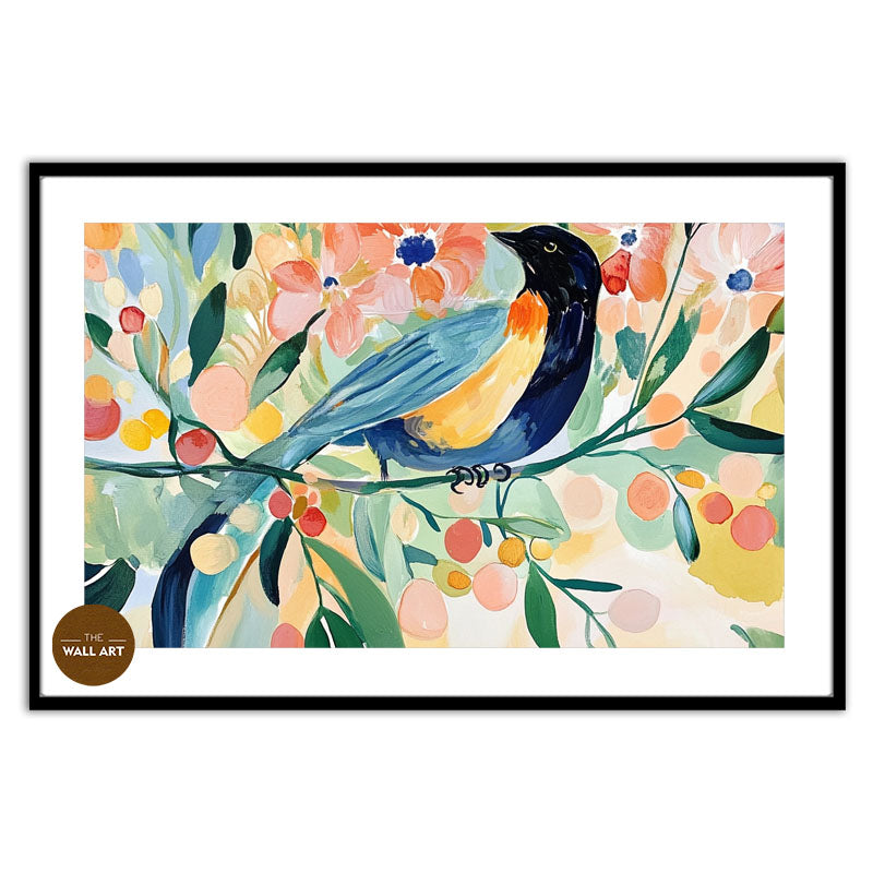 BIRD IN FLORAL FIELD