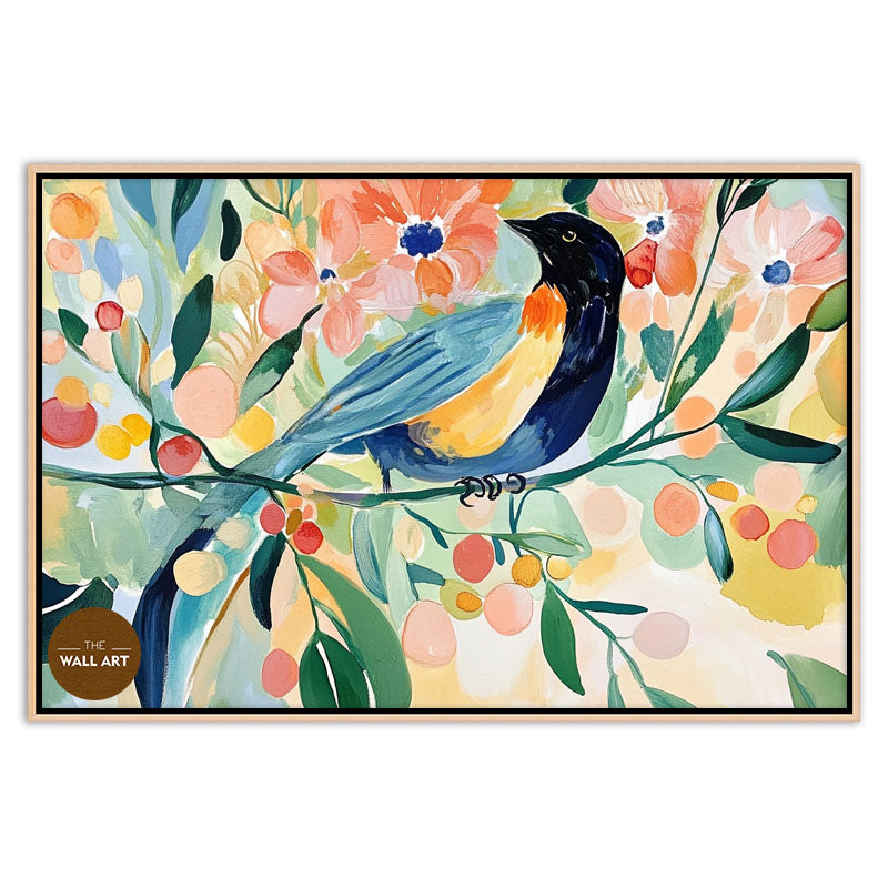 BIRD IN FLORAL FIELD