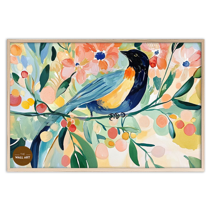 BIRD IN FLORAL FIELD
