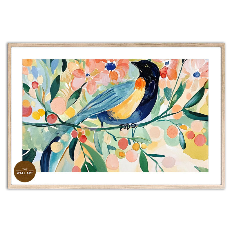 BIRD IN FLORAL FIELD