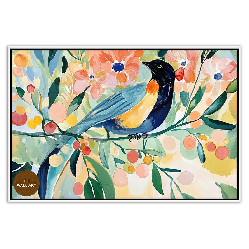 BIRD IN FLORAL FIELD