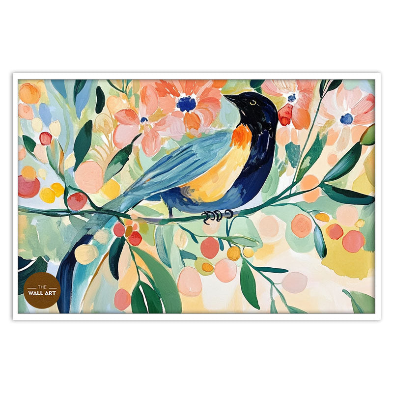 BIRD IN FLORAL FIELD