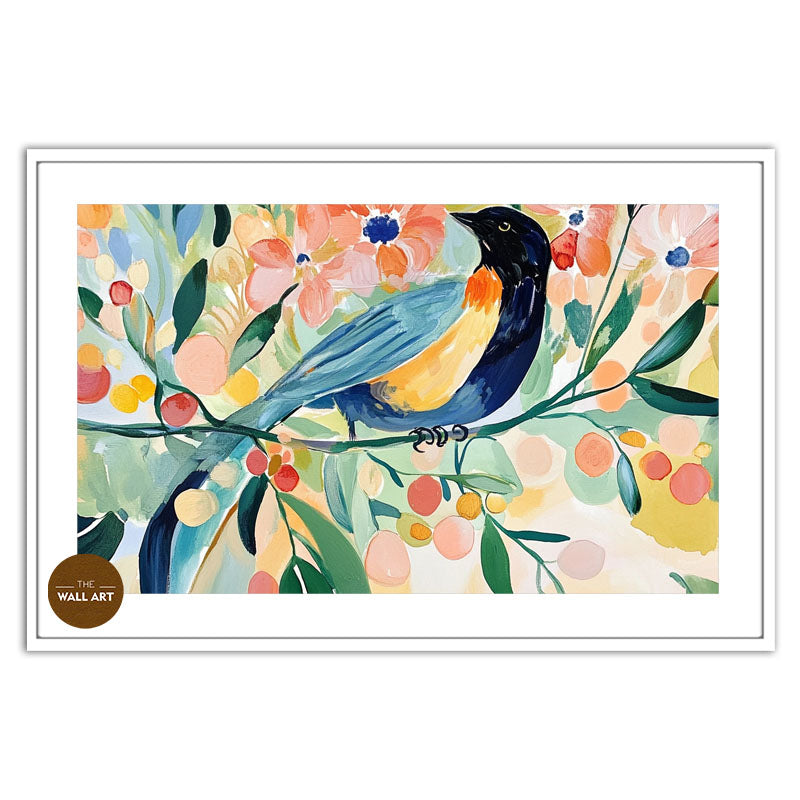 BIRD IN FLORAL FIELD