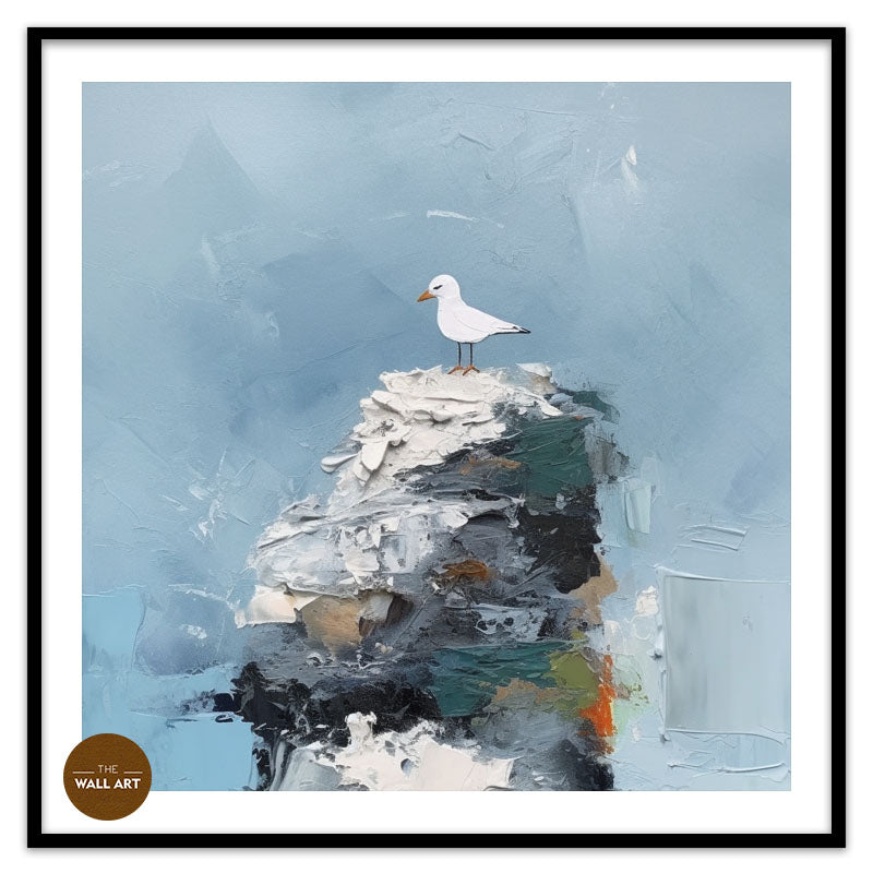 BIRD IN SNOW ROCK