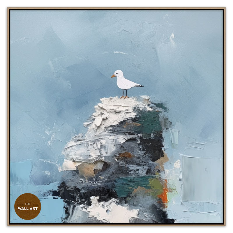 BIRD IN SNOW ROCK