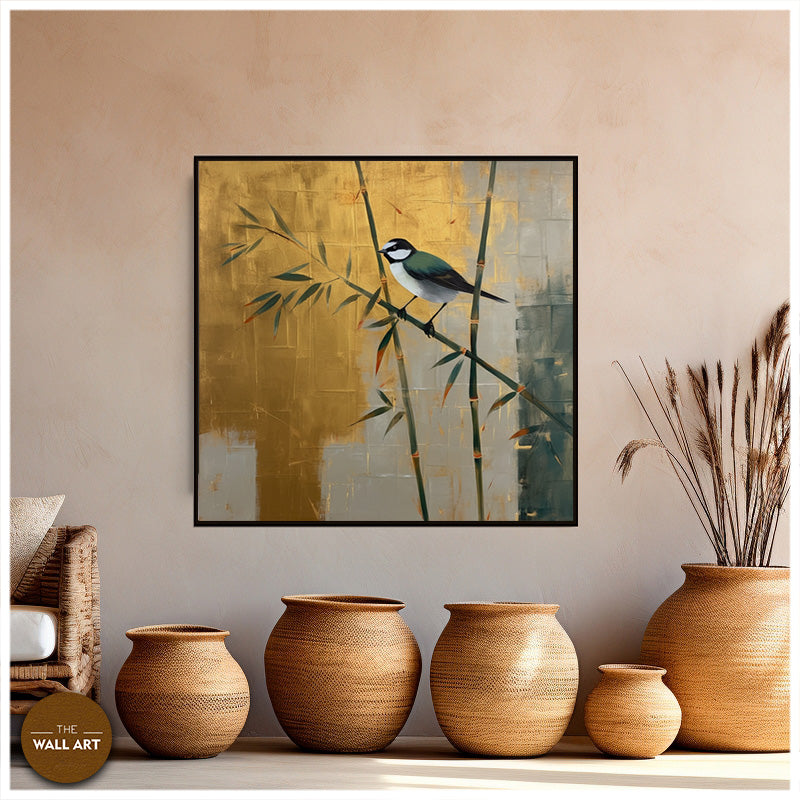 BIRD ON BAMBOO