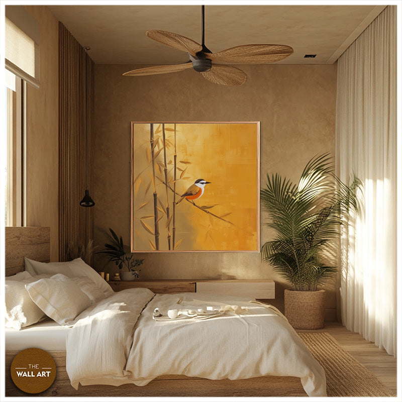 BIRD ON GOLDEN BAMBOO