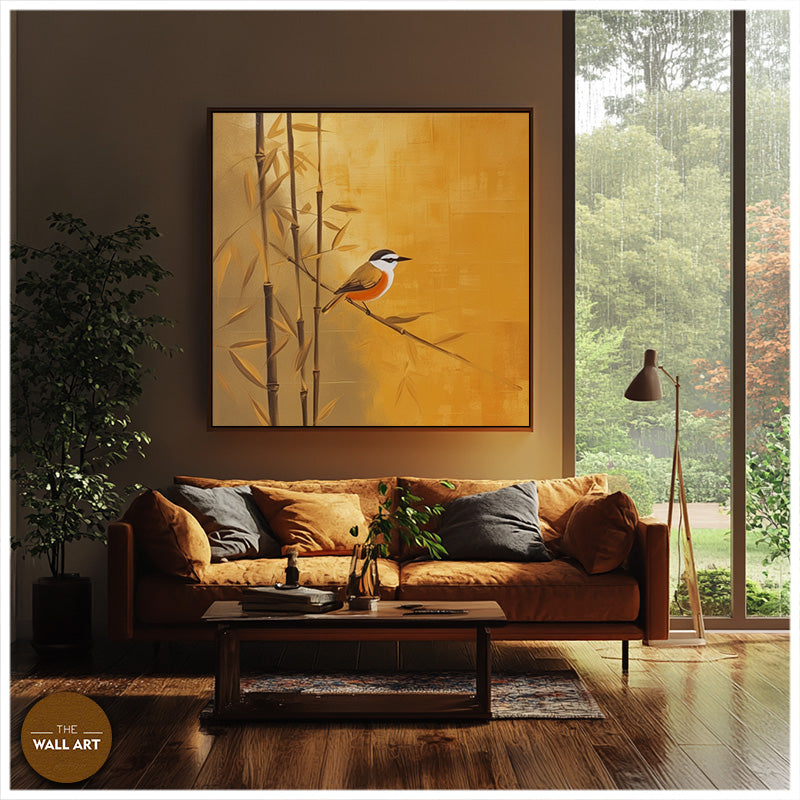 BIRD ON GOLDEN BAMBOO