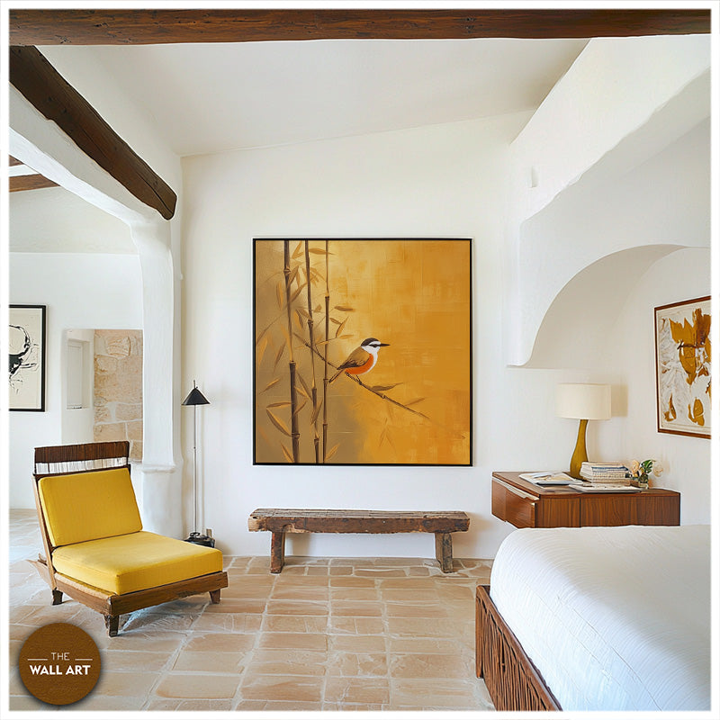 BIRD ON GOLDEN BAMBOO