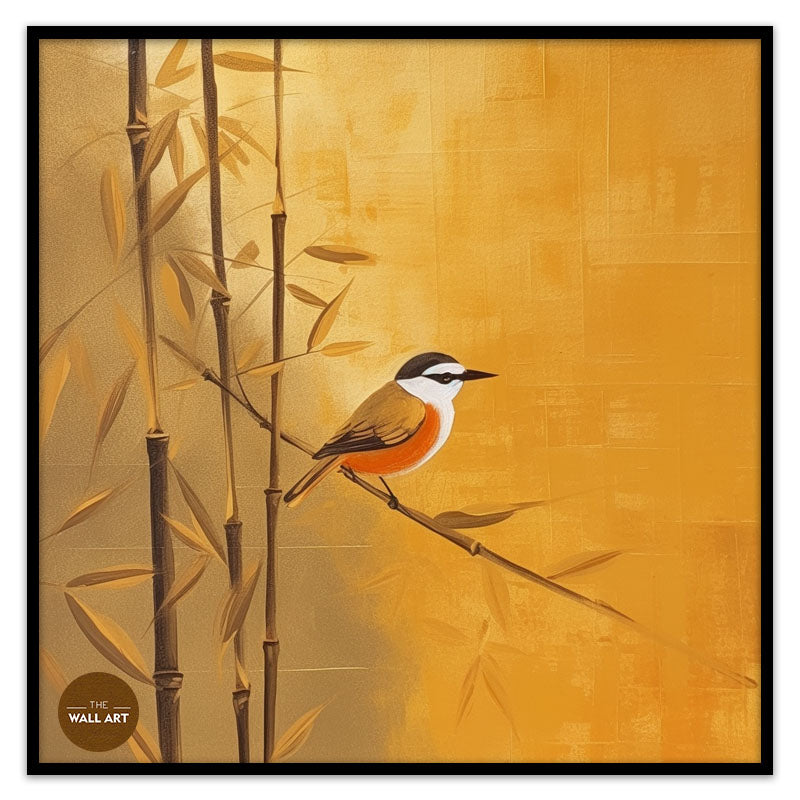 BIRD ON GOLDEN BAMBOO