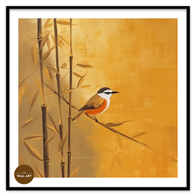 BIRD ON GOLDEN BAMBOO