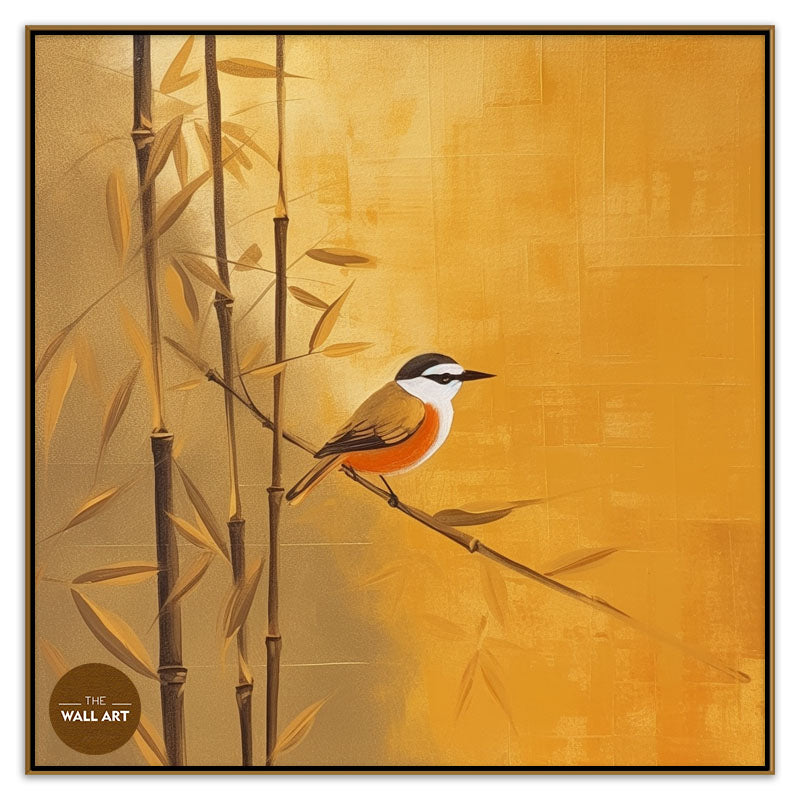 BIRD ON GOLDEN BAMBOO