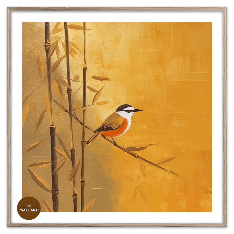 BIRD ON GOLDEN BAMBOO
