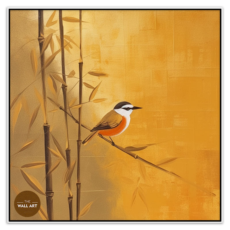 BIRD ON GOLDEN BAMBOO