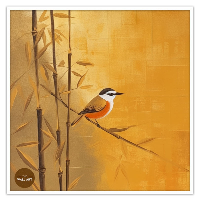 BIRD ON GOLDEN BAMBOO