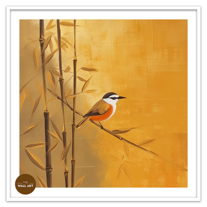 BIRD ON GOLDEN BAMBOO