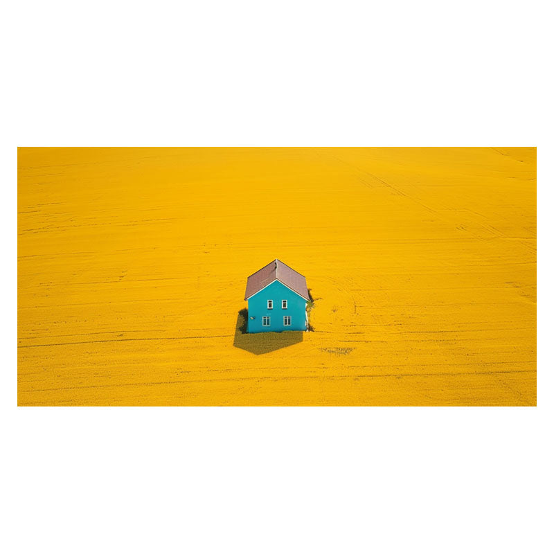 BLUE HOUSE ON YELLOW FIELD III