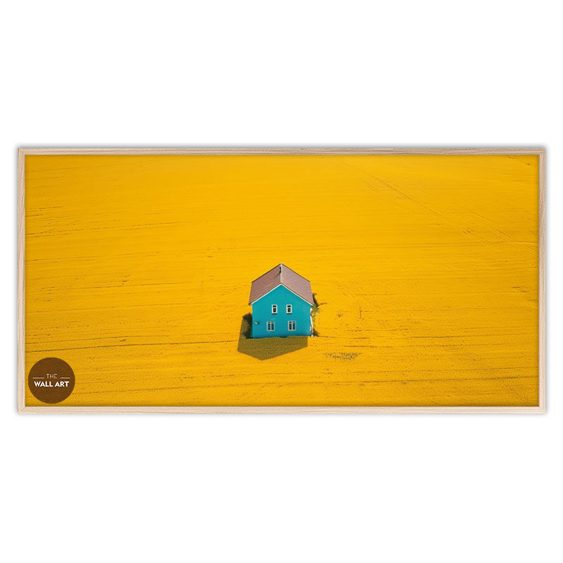 BLUE HOUSE ON YELLOW FIELD III