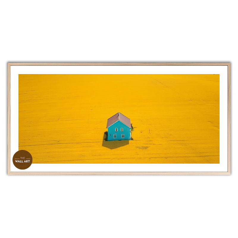 BLUE HOUSE ON YELLOW FIELD III