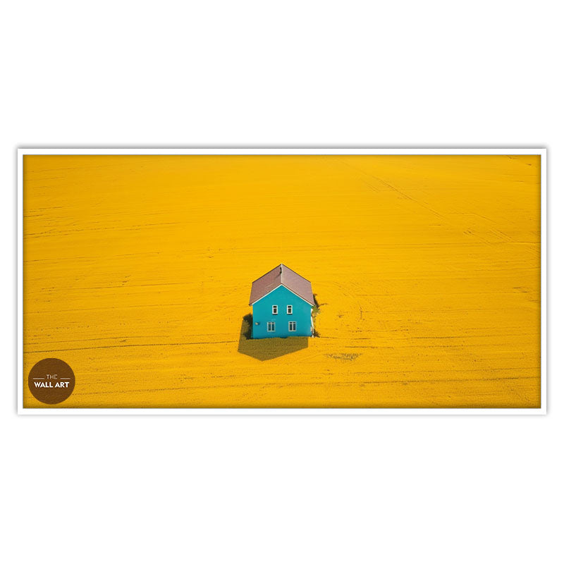 BLUE HOUSE ON YELLOW FIELD III