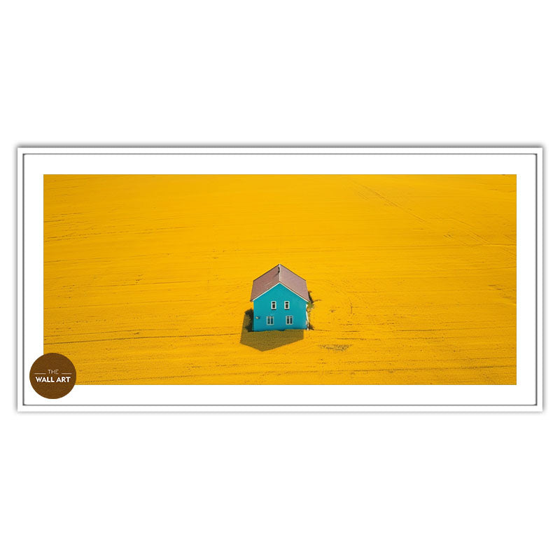 BLUE HOUSE ON YELLOW FIELD III