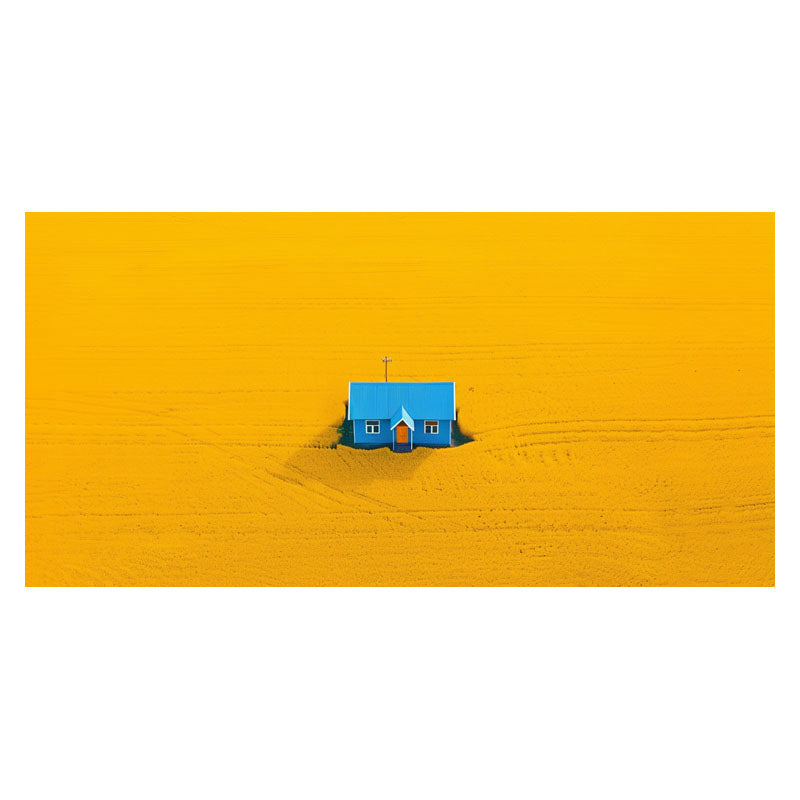 BLUE HOUSE ON YELLOW FIELD II