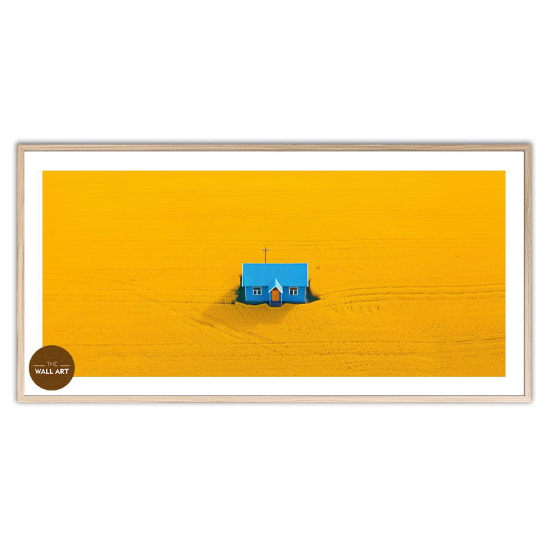 BLUE HOUSE ON YELLOW FIELD II