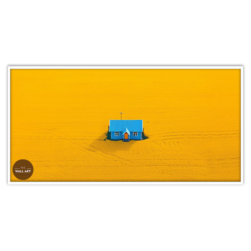 BLUE HOUSE ON YELLOW FIELD II