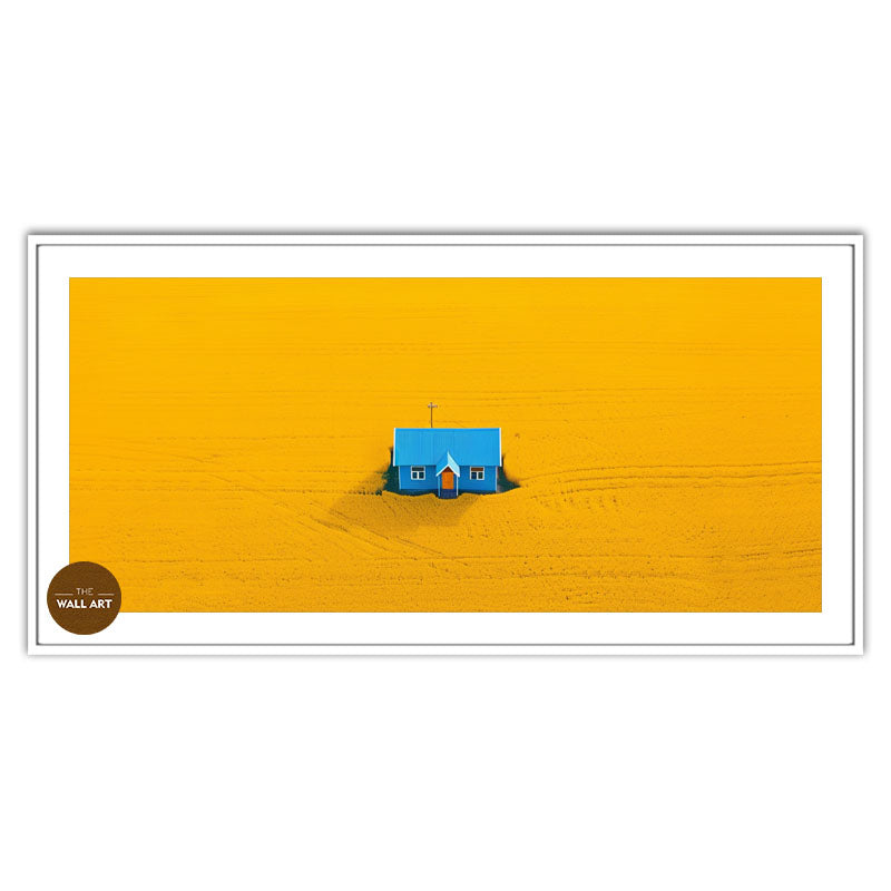 BLUE HOUSE ON YELLOW FIELD II