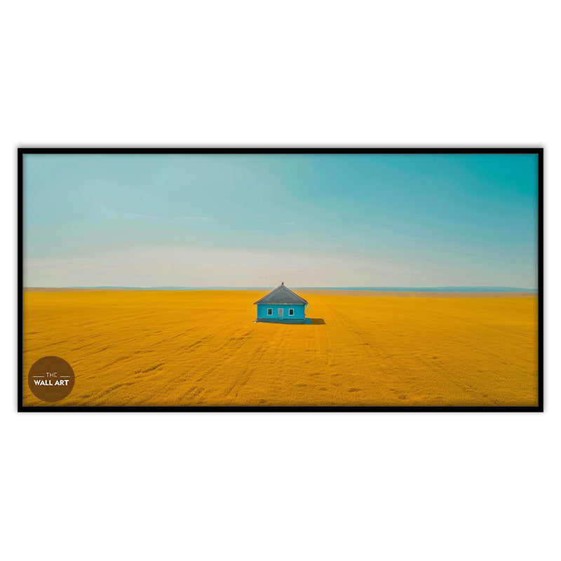 BLUE HOUSE ON YELLOW FIELD I